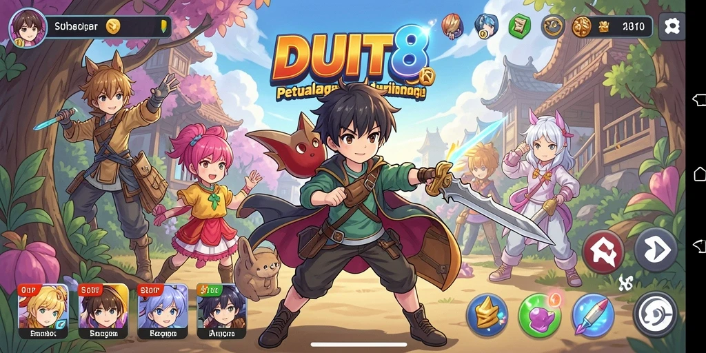 Gameplay seru dalam DUIT8 dengan karakter anime menarik.