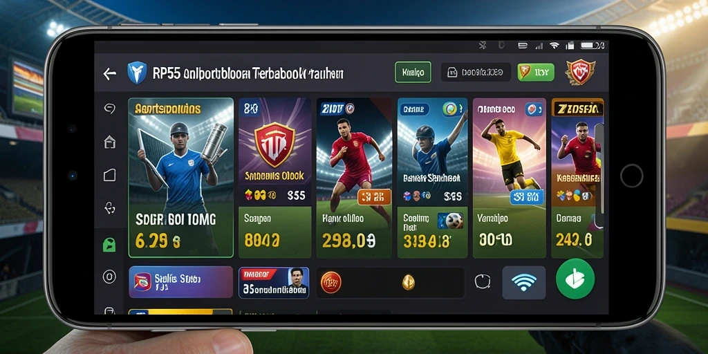 Tampilan gameplay aplikasi Sportsbook RP55 dengan fitur taruhan langsung.