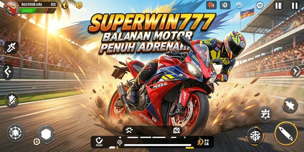 Tampilan gameplay unik dari balapan motor di SUPERWIN777.